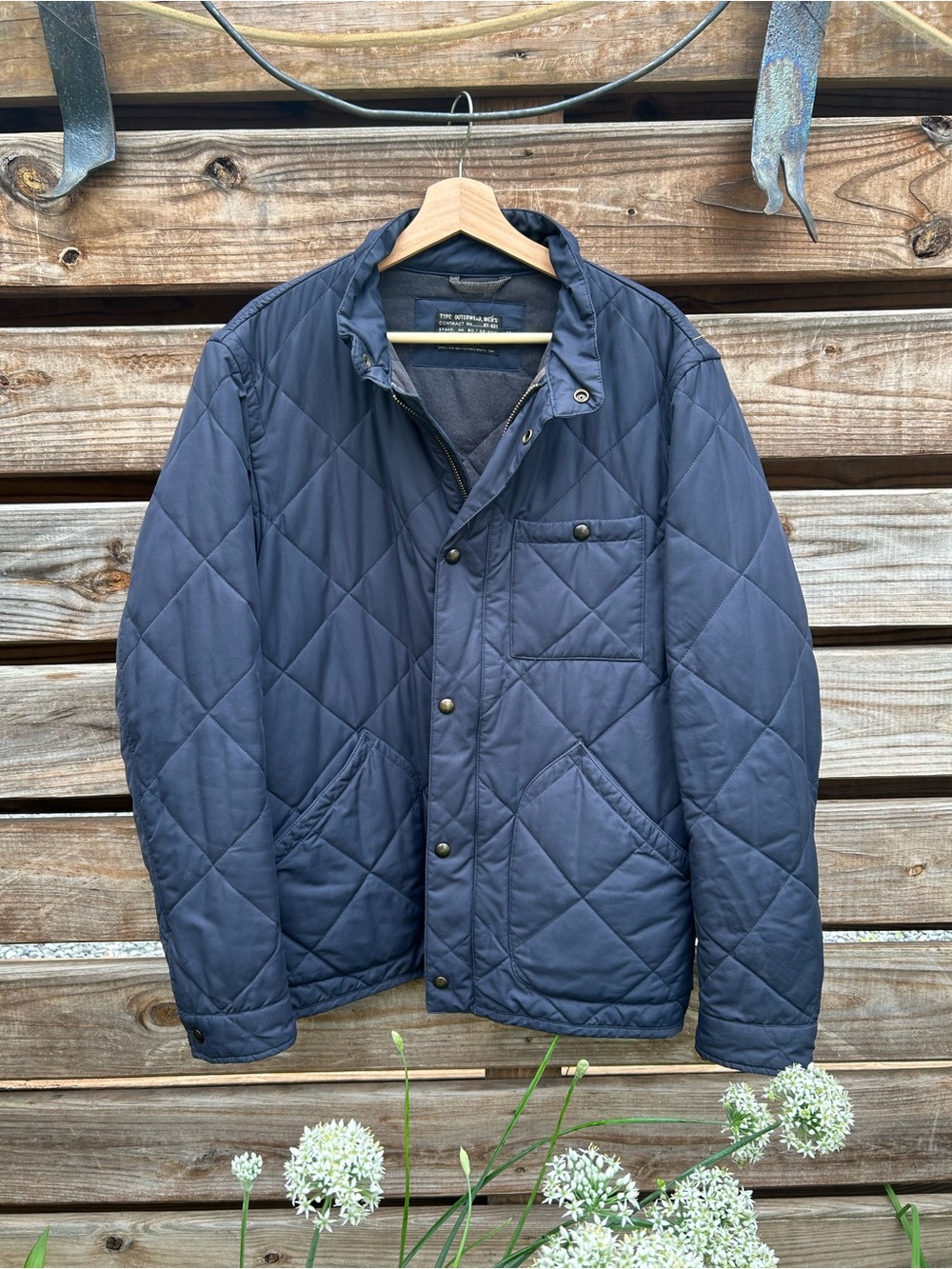 J Crew Navy Quilted Sussex Military Field Jacket - Mens M